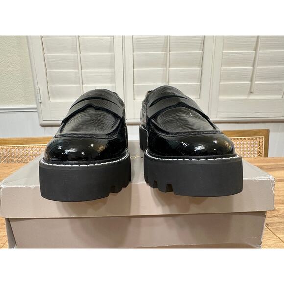 Franco Sarto Womens Balin Loafer Black Size 9.5 NIB Preppy Minimalist Lug Sole - Picture 9 of 15